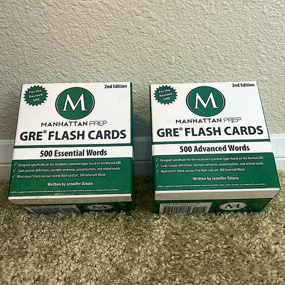 GRE Flash Cards Manhattan Prep 2nd Edition 500 Essential & 500 Advanced Words - Picture 1 of 7